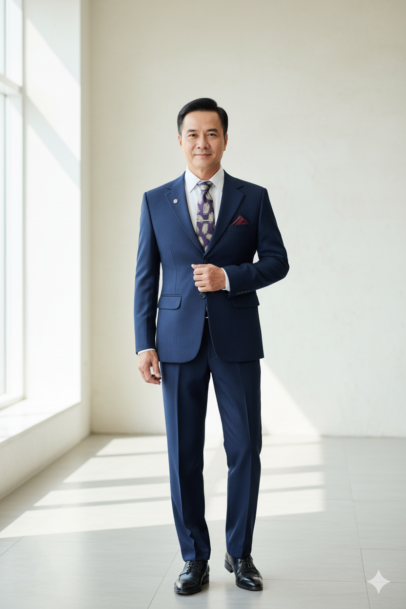 Bộ vest trung niên sọc xanh TN901