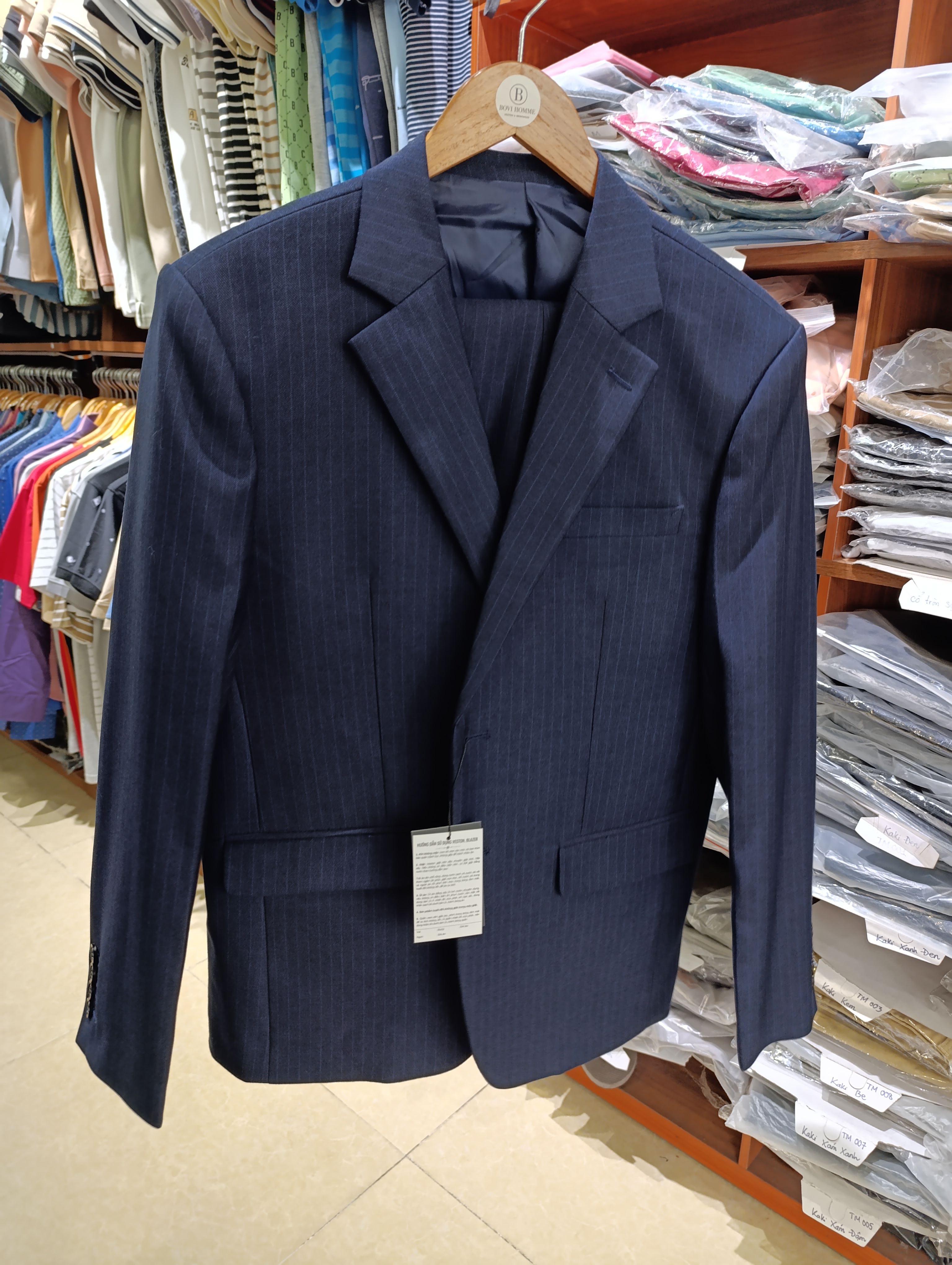 Bộ vest trung niên sọc xanh TN901