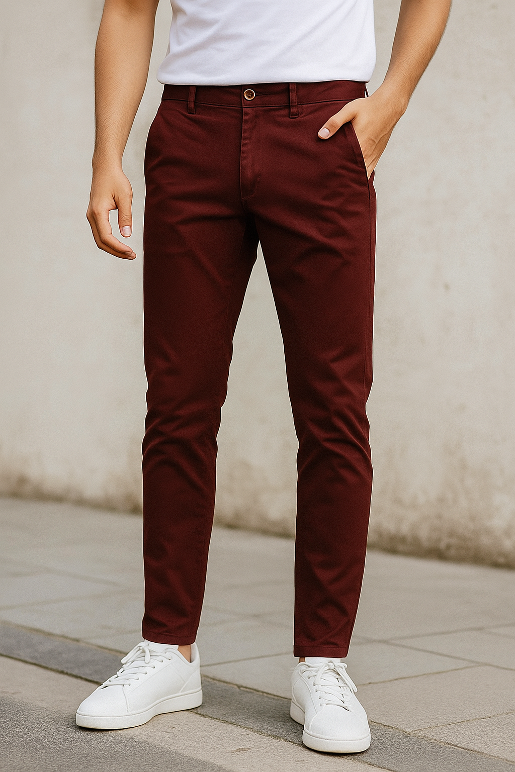 Quần kaki nam đỏ đô QK003