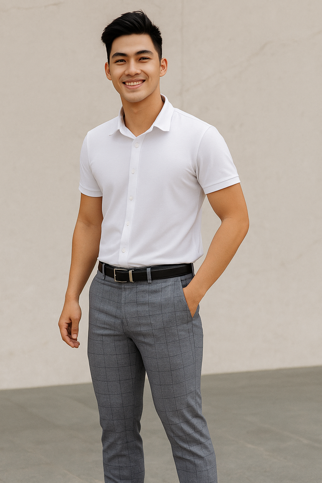 Quần tây caro xanh ghi QA250-26