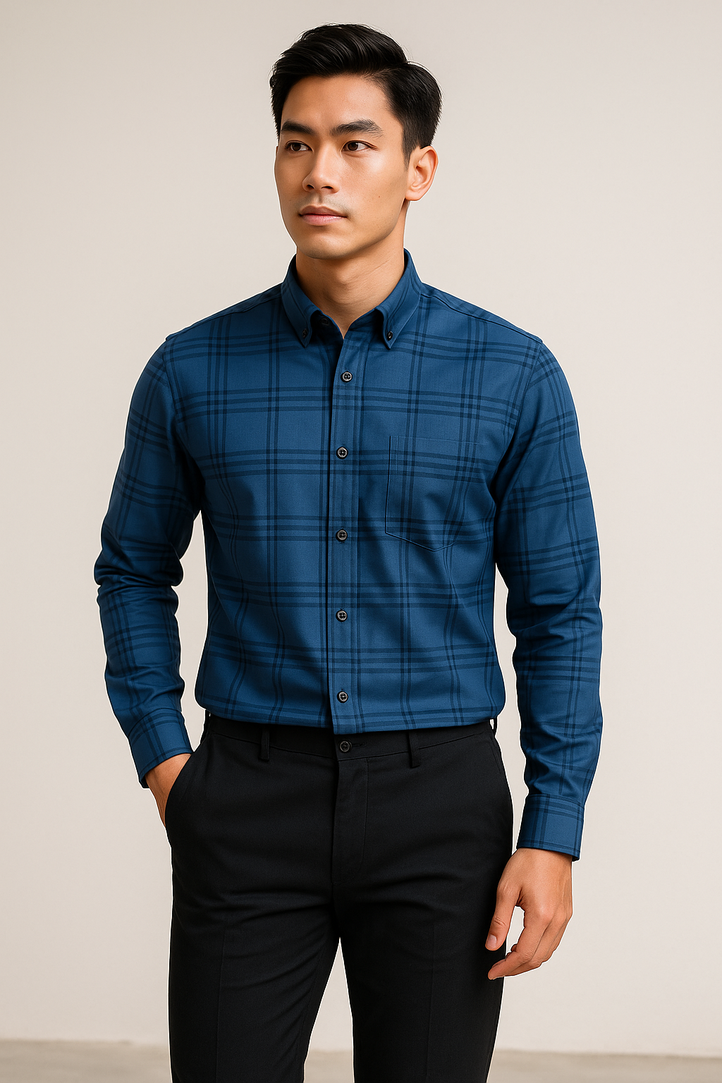 SM xanh đậm caro C018