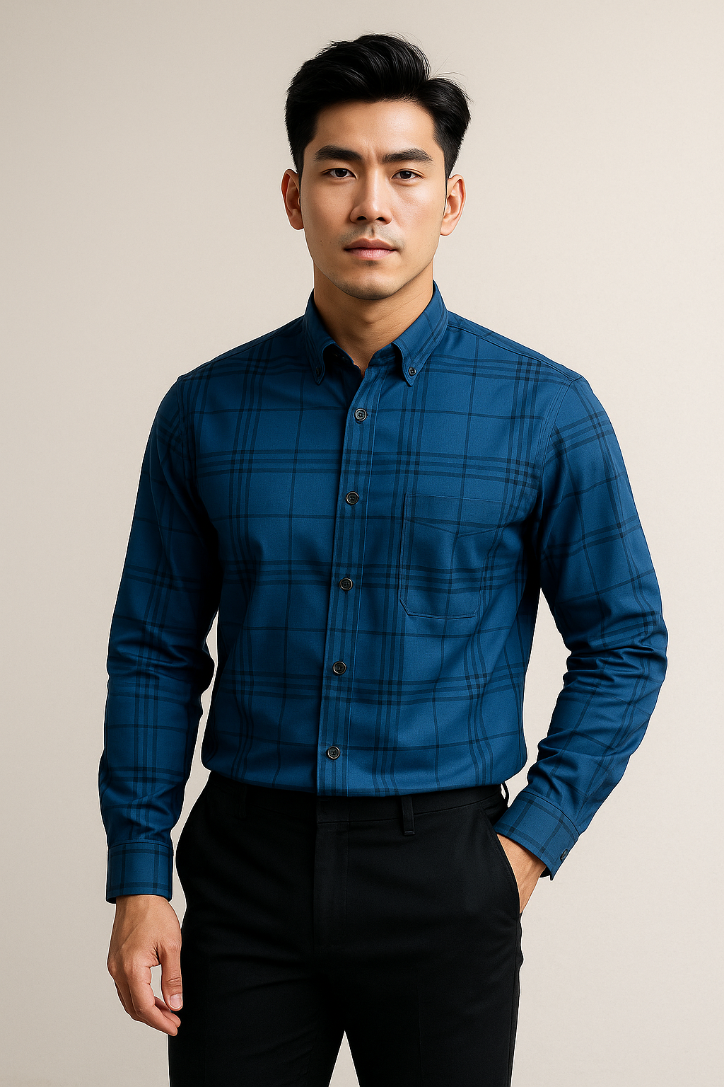 SM xanh đậm caro C018