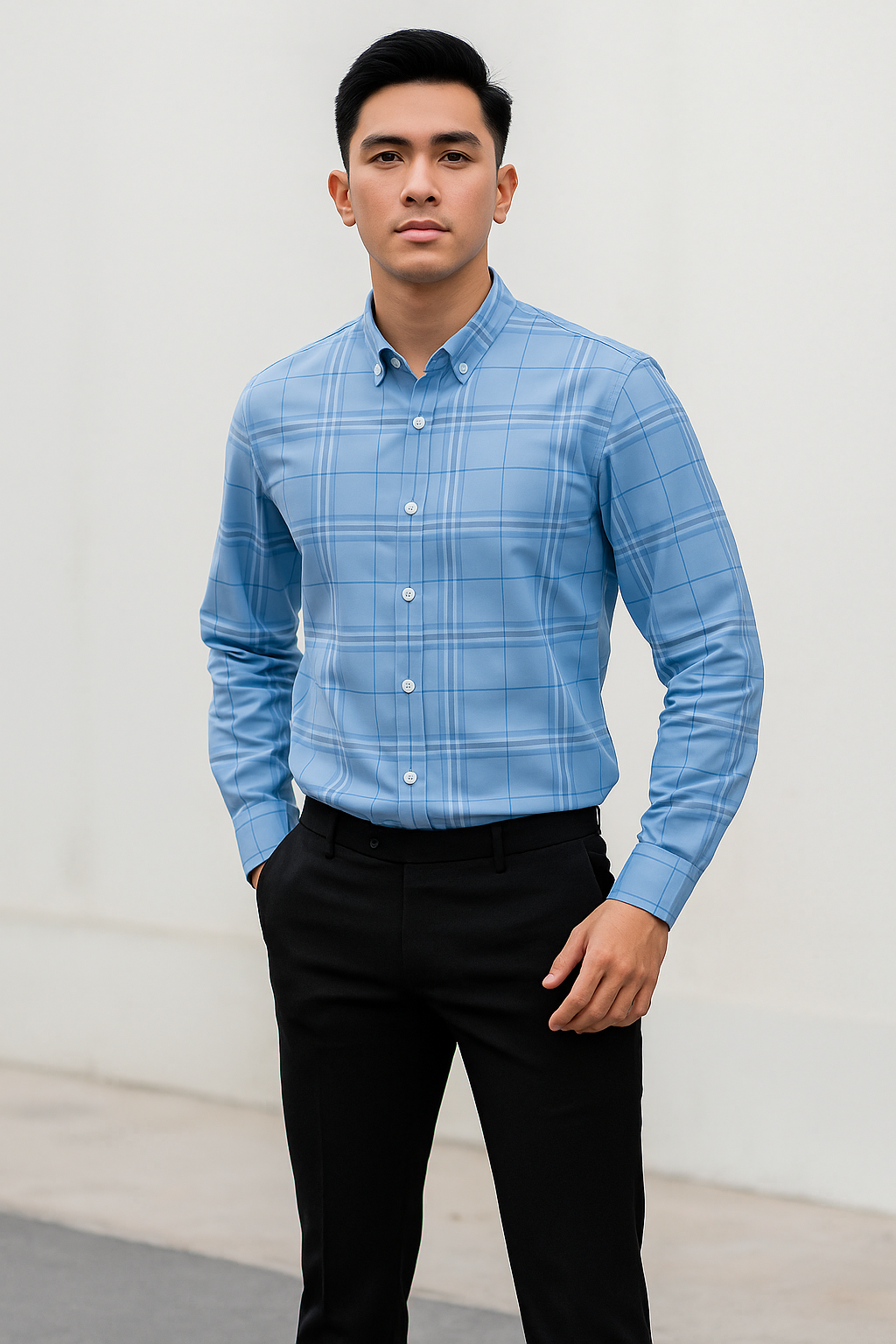SM xanh dương caro C017