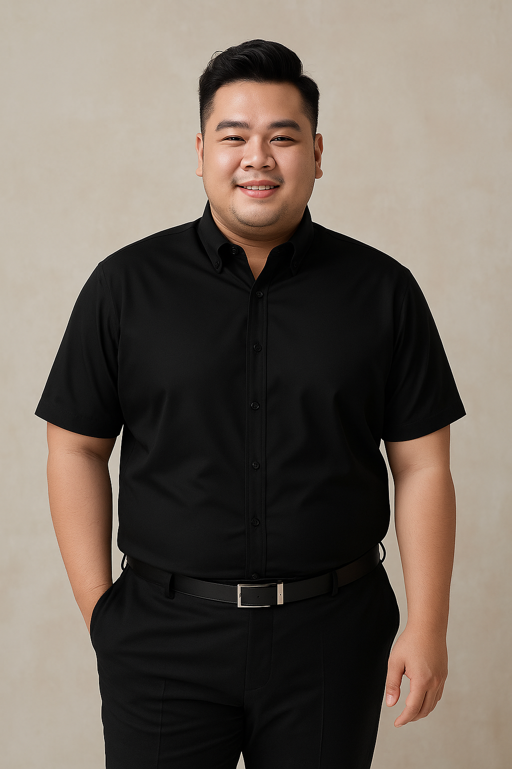 Sơ mi đen big size ngắn tay SN181