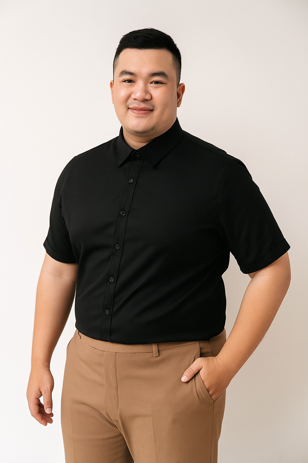 Sơ mi đen big size ngắn tay SN181