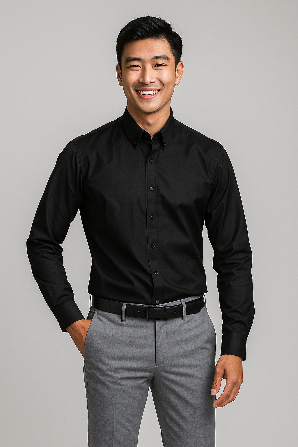 Sơ mi đen gân sọc SD2024-008-05