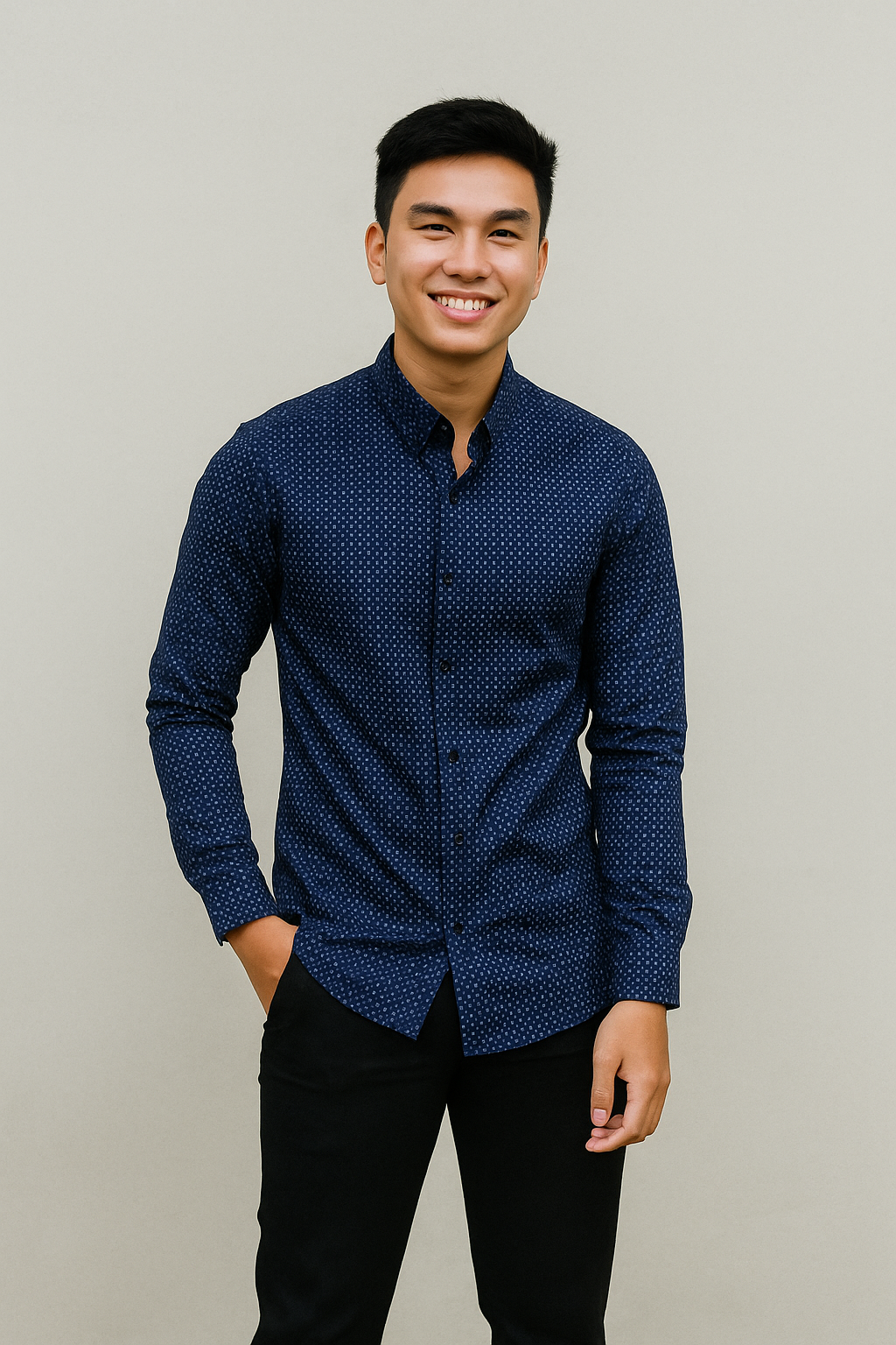 Sơ mi nam chấm bi x.đen SD094