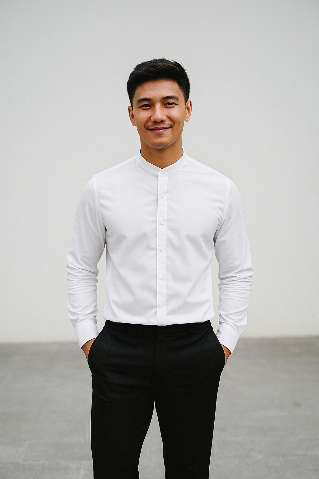 Sơ mi nam cổ trụ trắng SD103