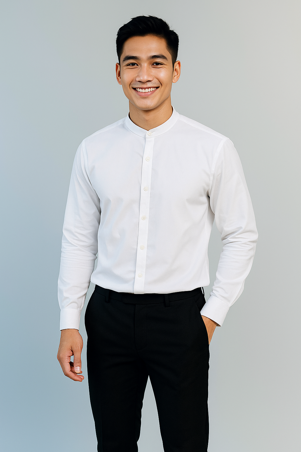 Sơ mi nam cổ trụ trắng SD103
