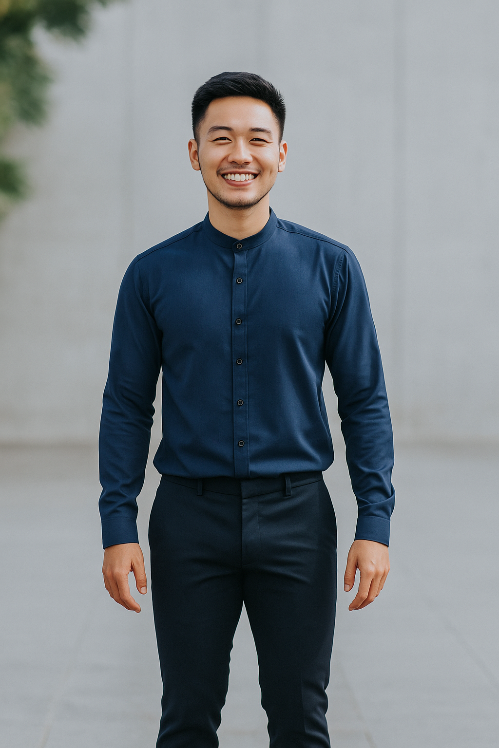 Sơ mi nam cổ trụ x.đen SD104