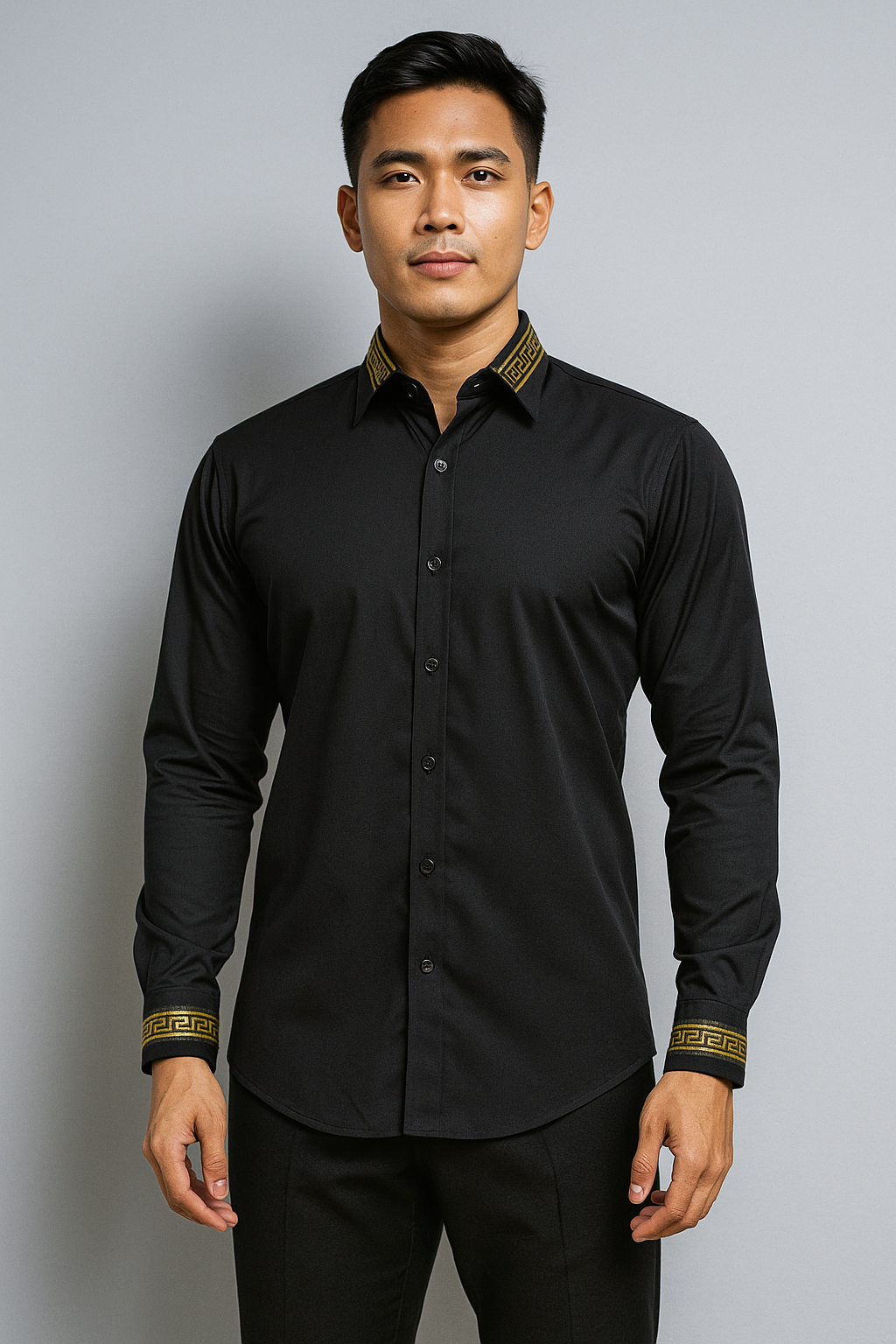 Sơ mi nam phối viền đen SD128