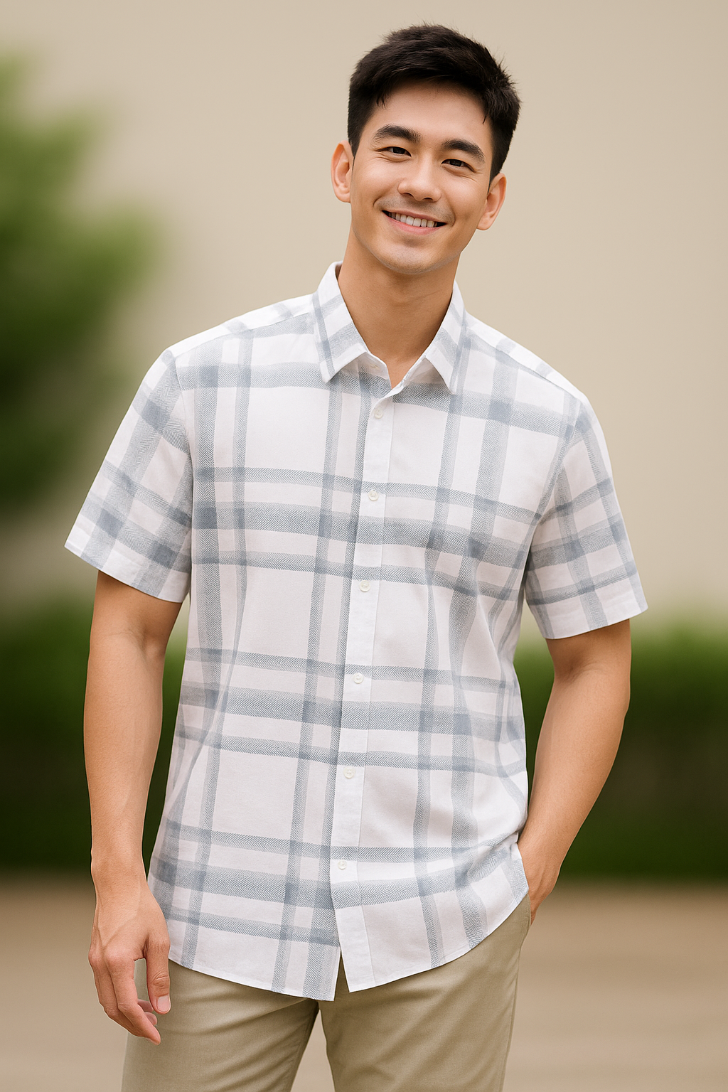 Sơ mi ngắn tay caro SNPM024