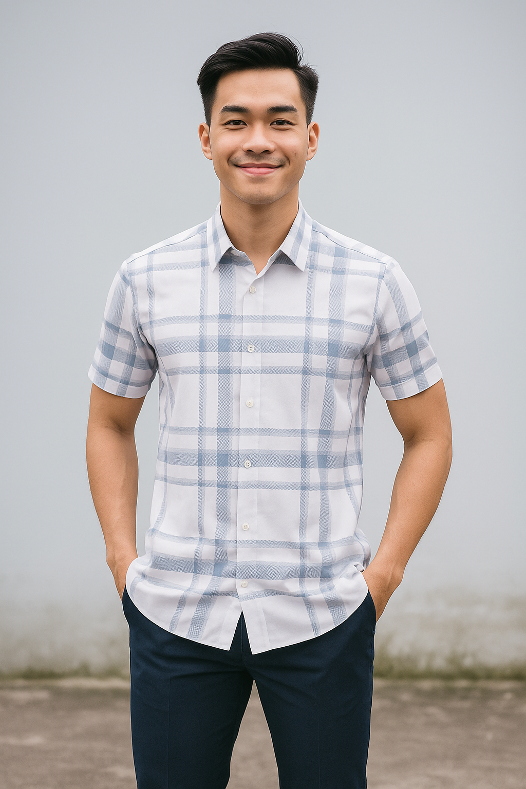 Sơ mi ngắn tay caro SNPM024