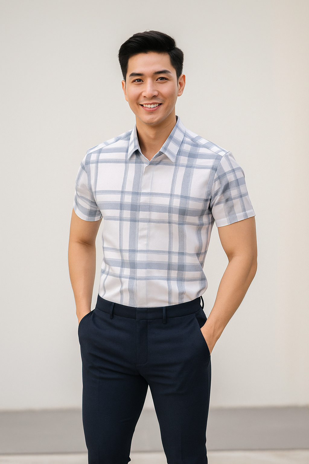 Sơ mi ngắn tay caro SNPM024