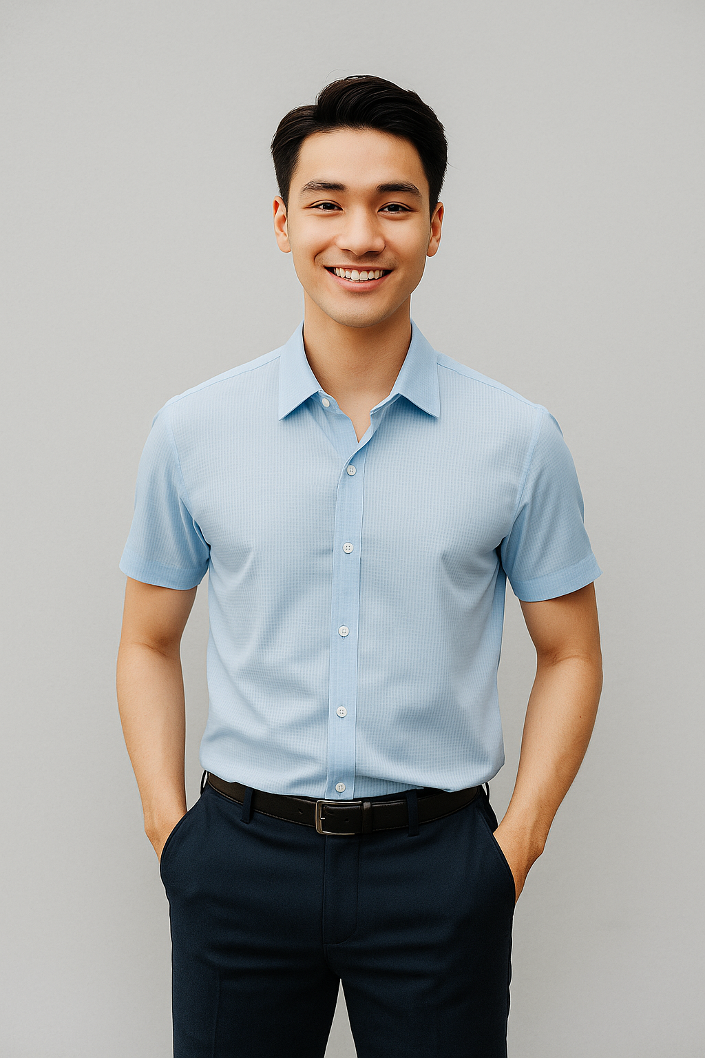 Sơ mi ngắn tay trơn SNPM019-1