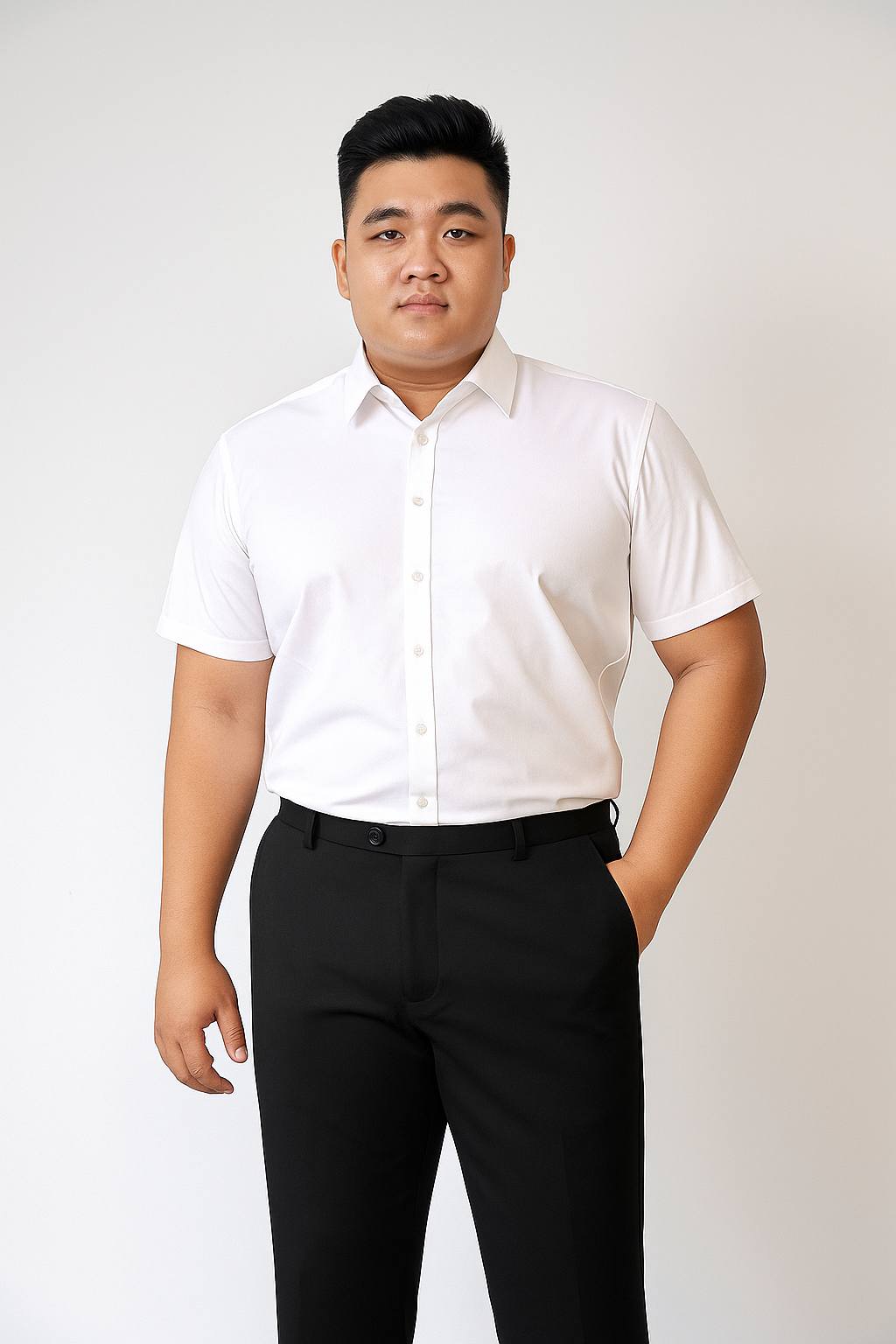 Sơ mi trắng big size ngắn tay SN180