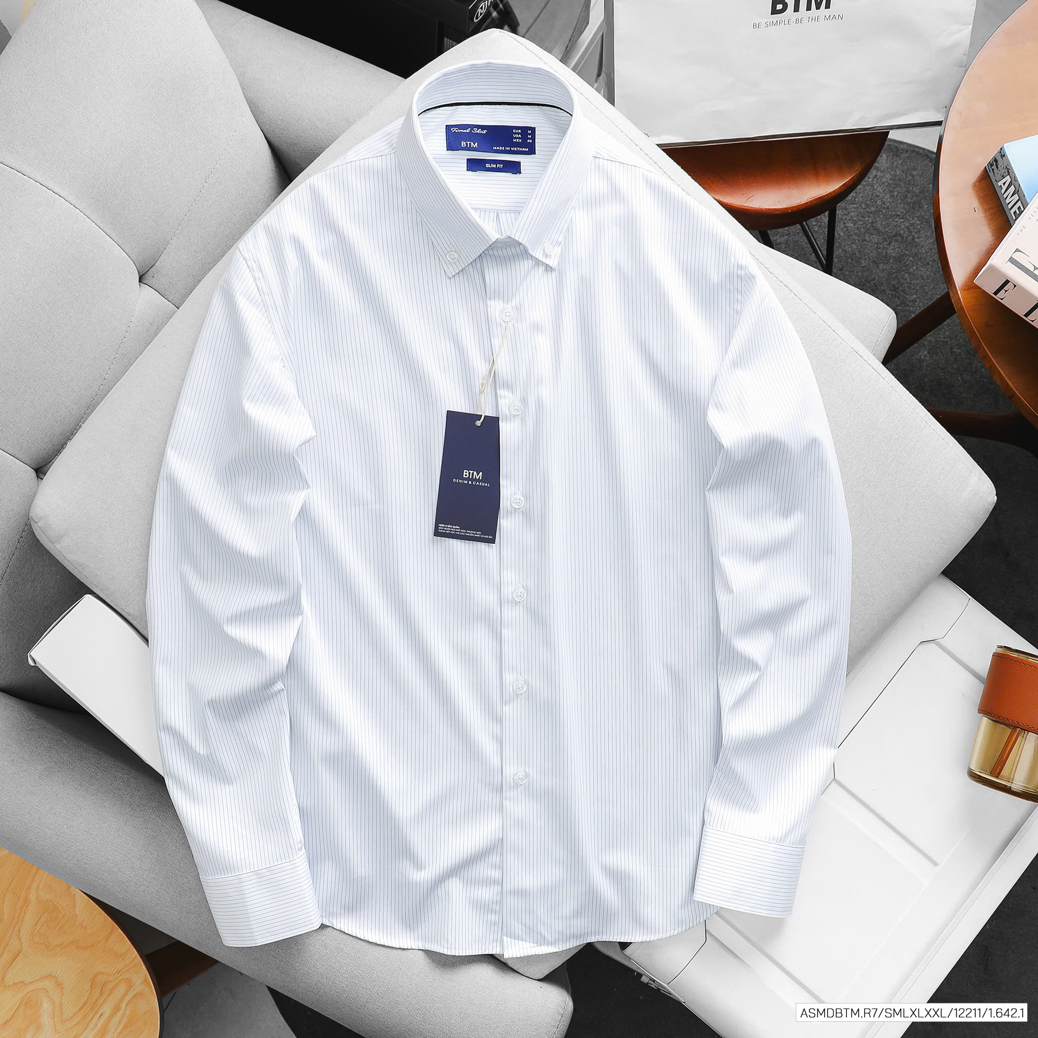 Sơ mi trắng kẻ xanh 11.642-4