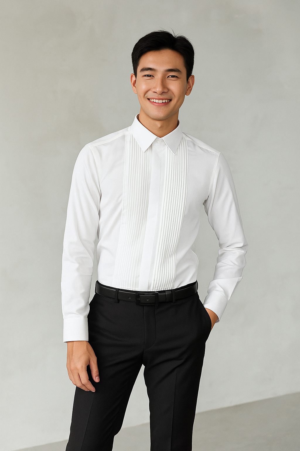 Sơ mi trắng xếp ly dọc 015