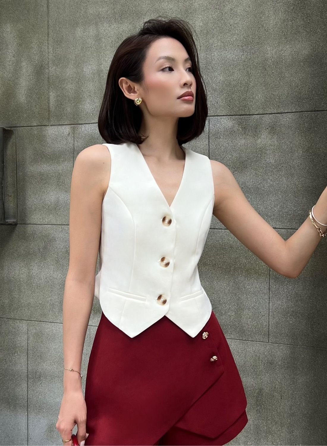 Áo gile vest basic vải carolan 1123