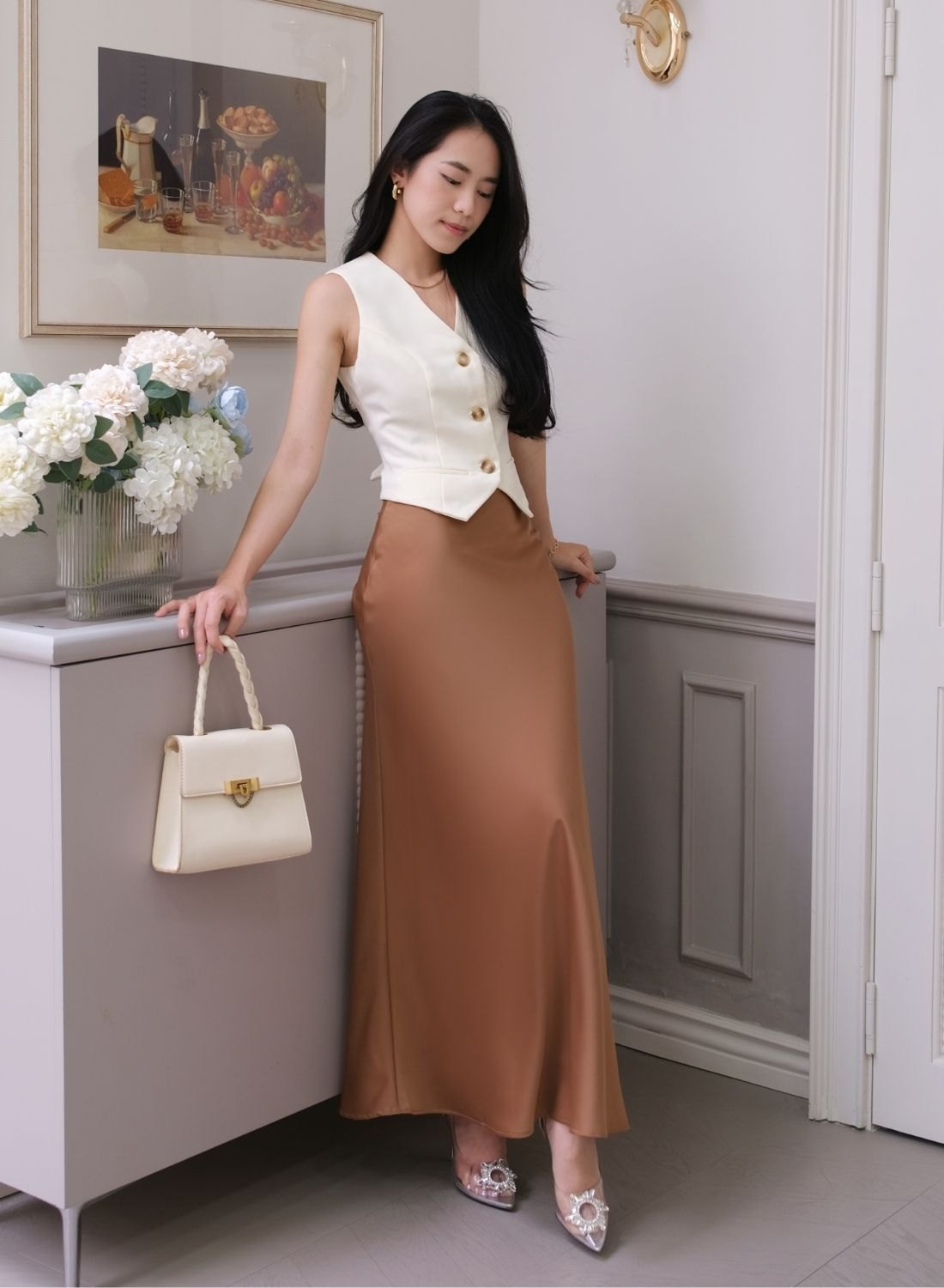 Chân váy lụa dài