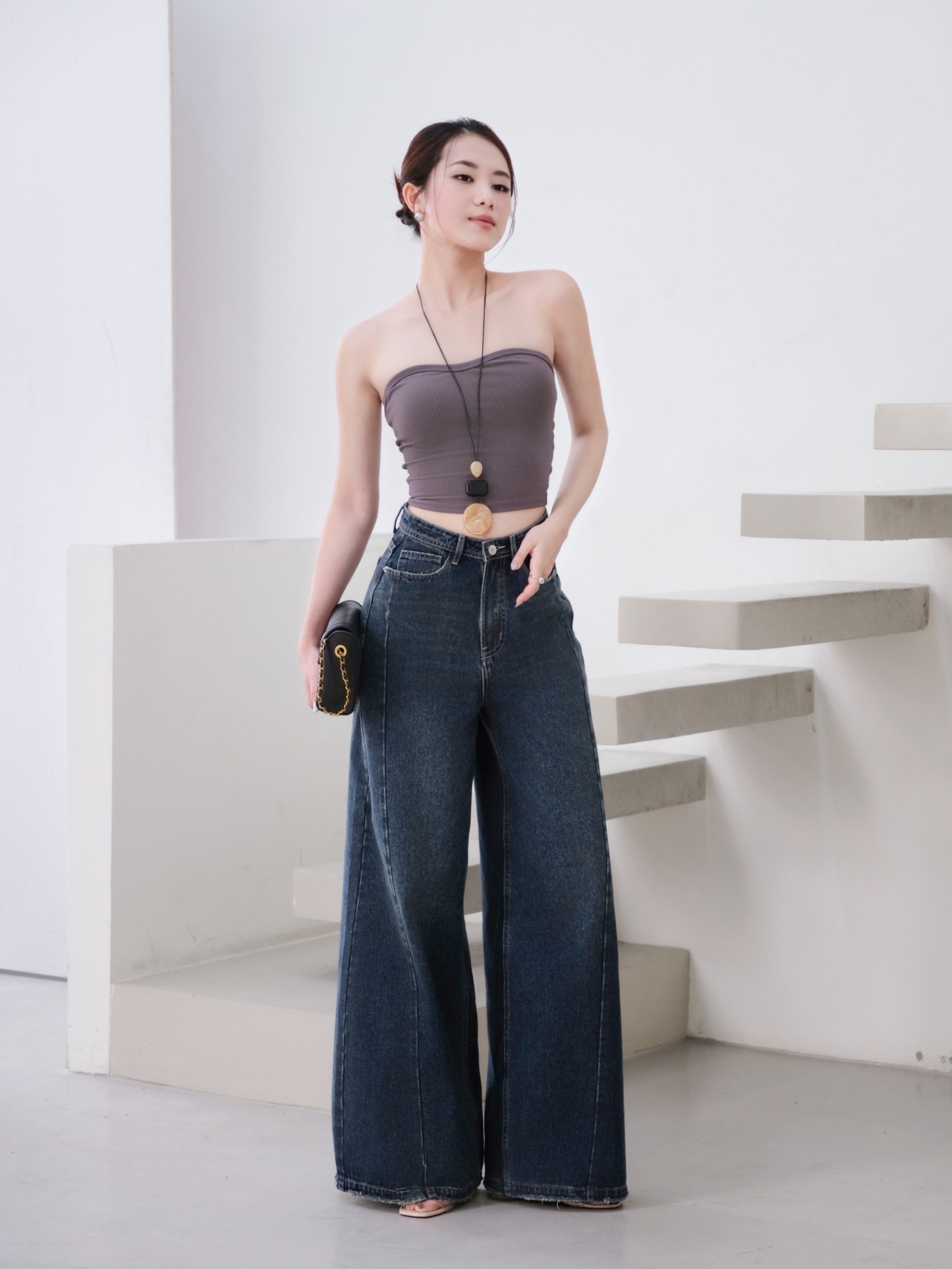 Quần jeans ống rộng - QJ001-2508LAB