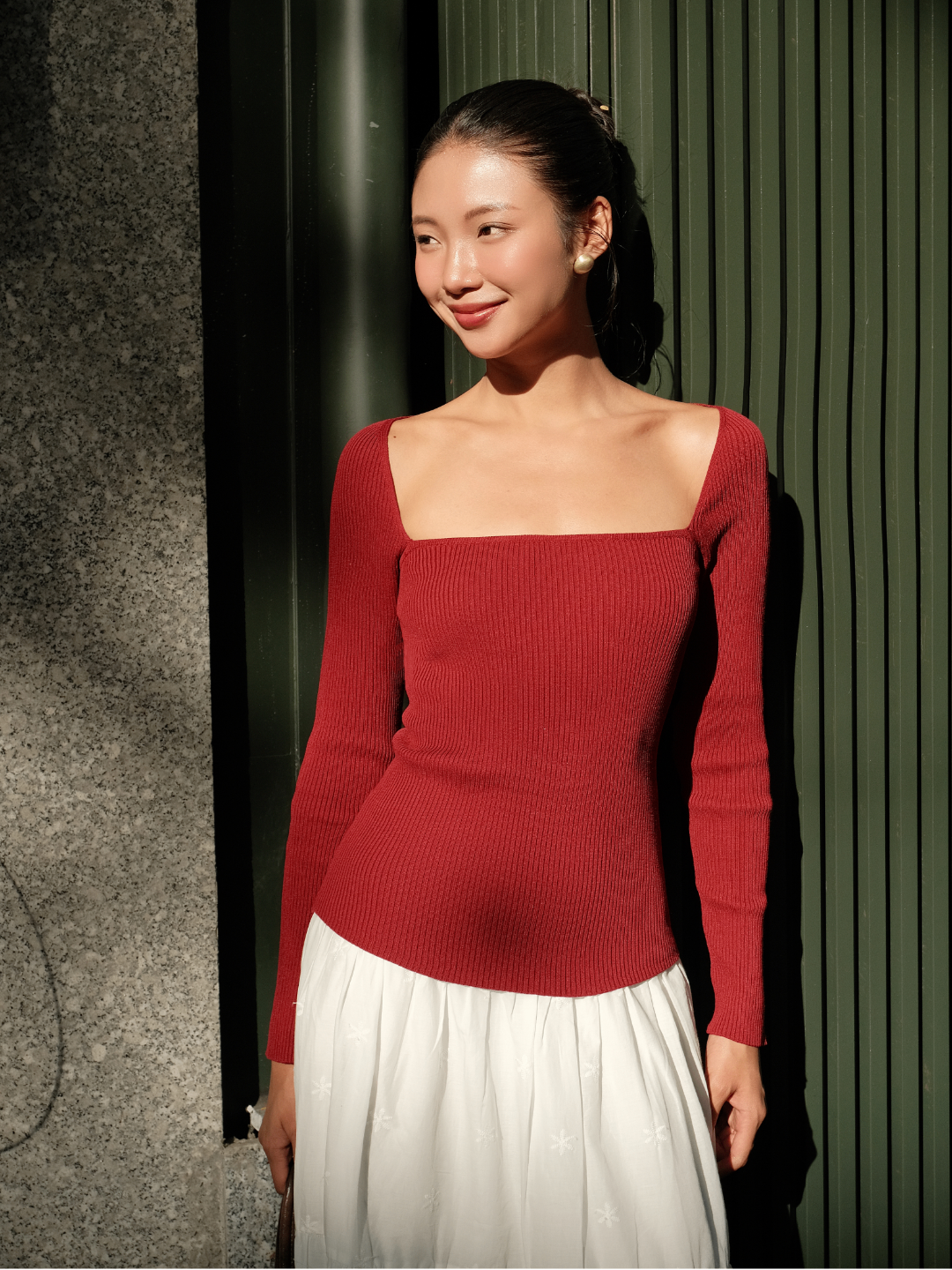 A069 | Áo Dệt Kim Cổ Vuông Tay Dài