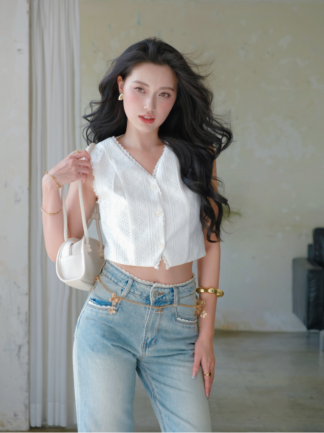 A091 | Áo Gile Xô Viền Ren