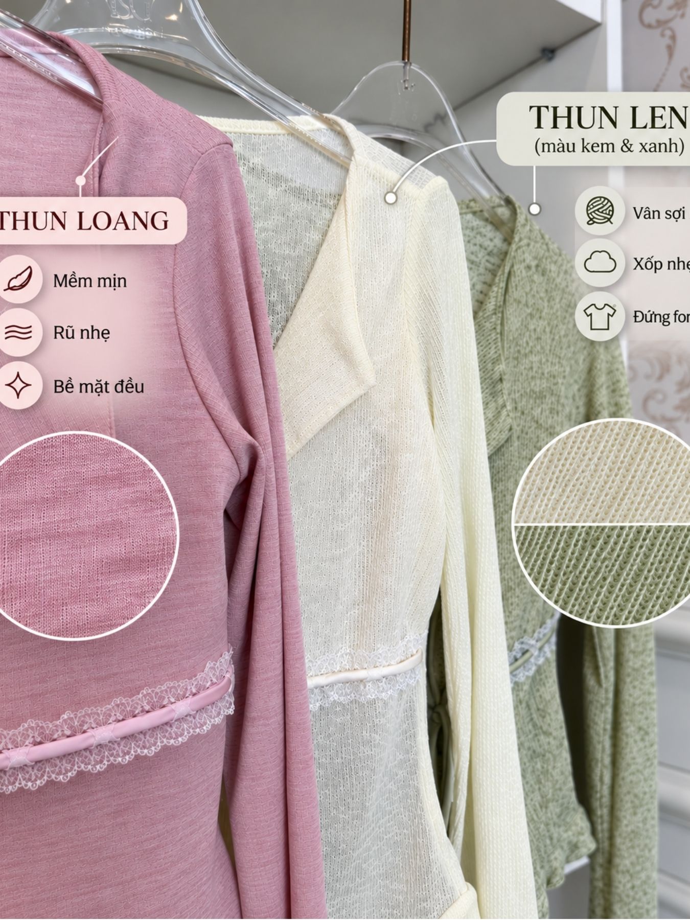 Áo thun len dài tay cổ V bèo nhún lai phối bra S029-2608LAT