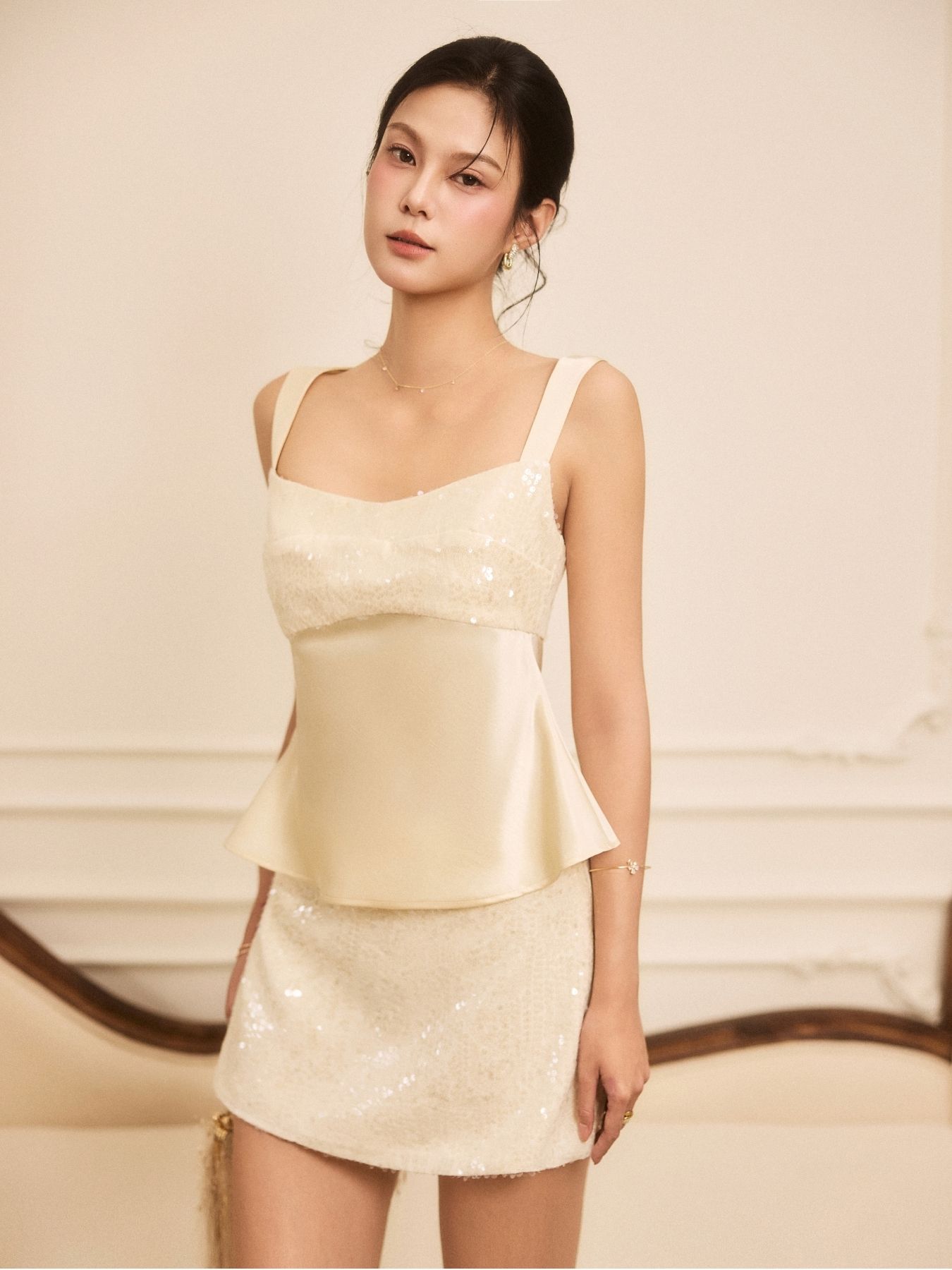 Chân váy chữ A phối saquin VN010-2610LAT