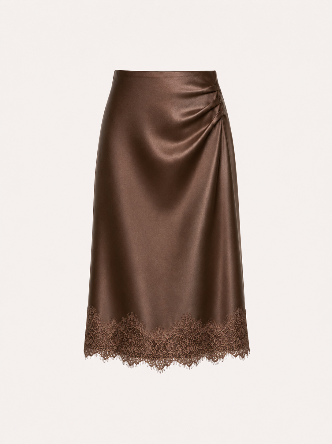 Chân váy lụa dáng midi phối ren lai La Boutique VN008-2608LAT