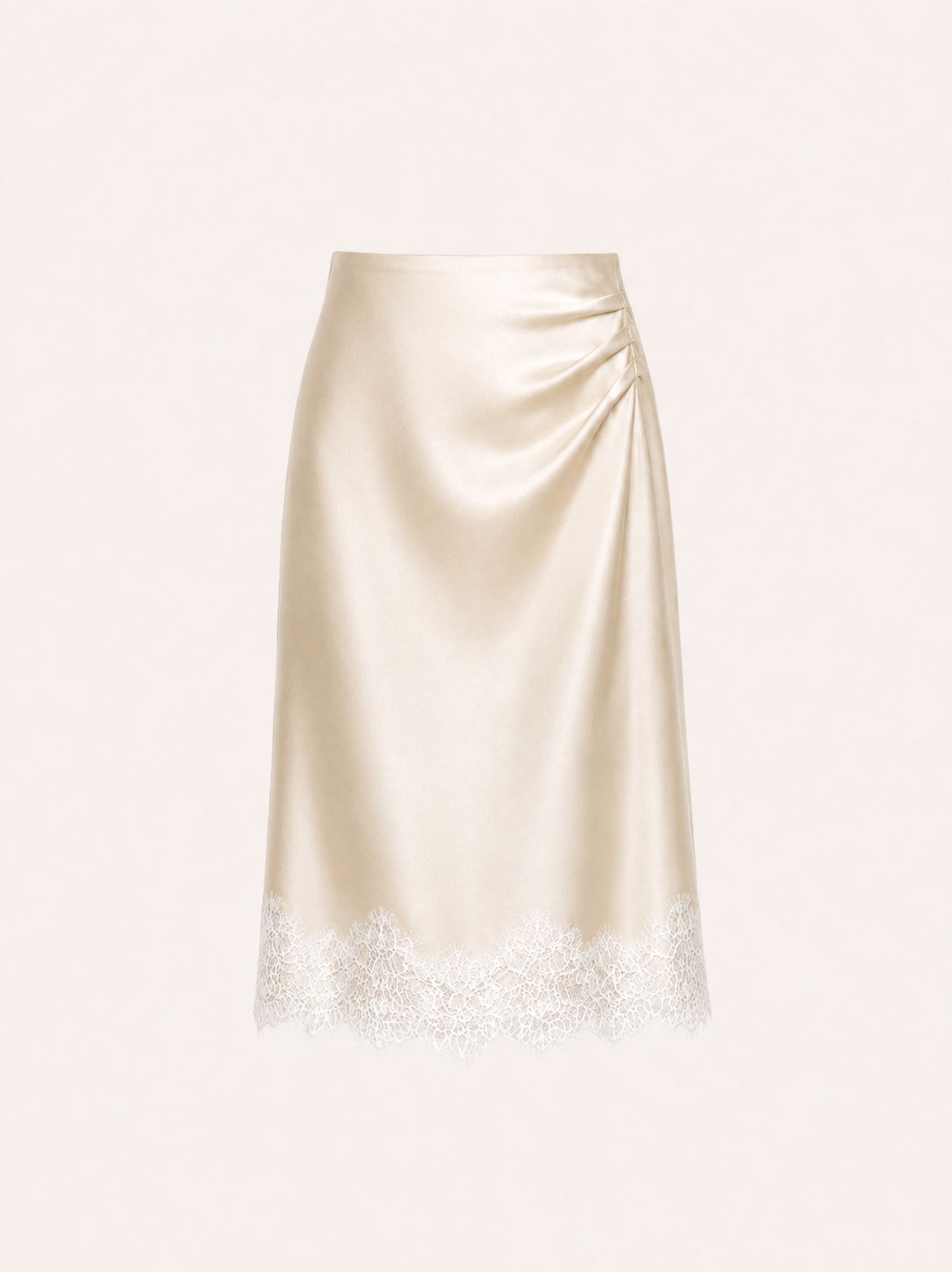 Chân váy lụa dáng midi phối ren lai La Boutique VN008-2608LAT