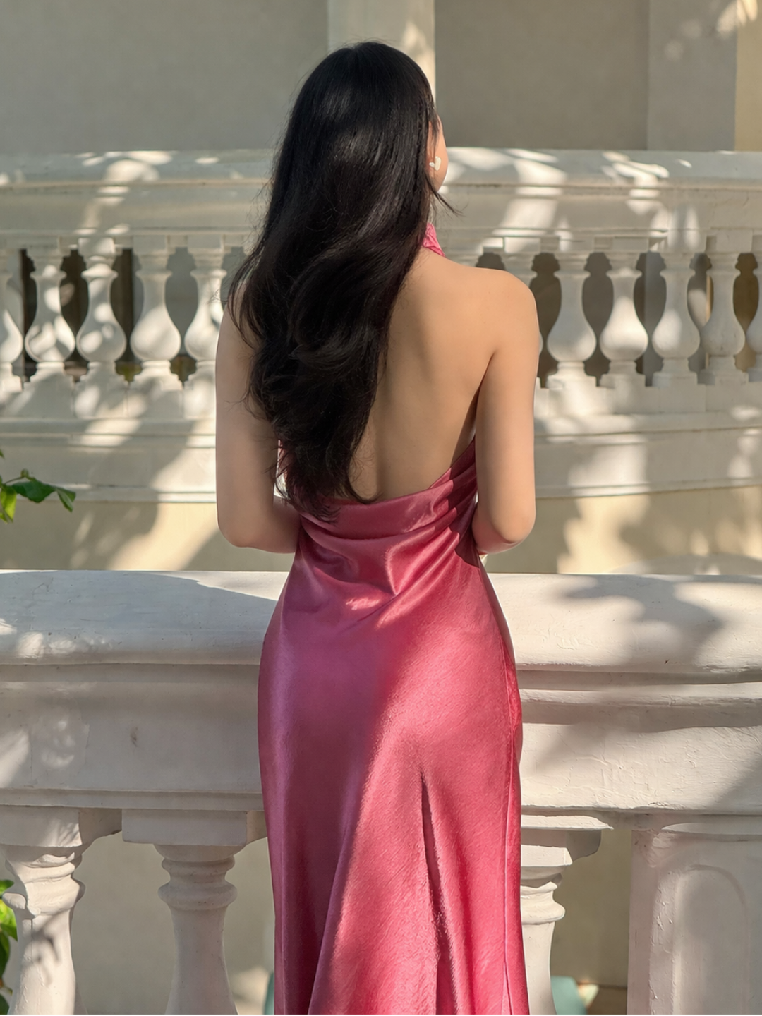 Đầm Lụa Dáng Dài Thắt Dây Nơ Cổ Một Lớp La Boutique
