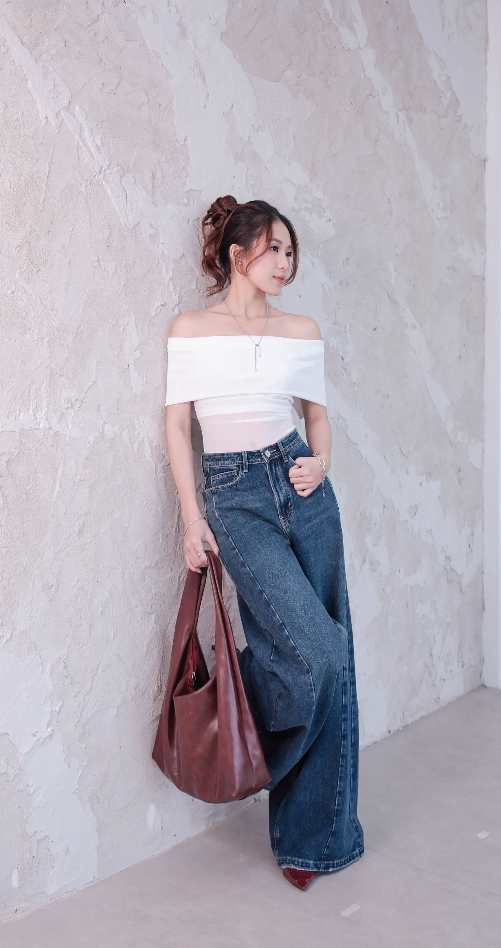 QJ001 | Quần Jeans Ống Rộng Cạp Hạ V