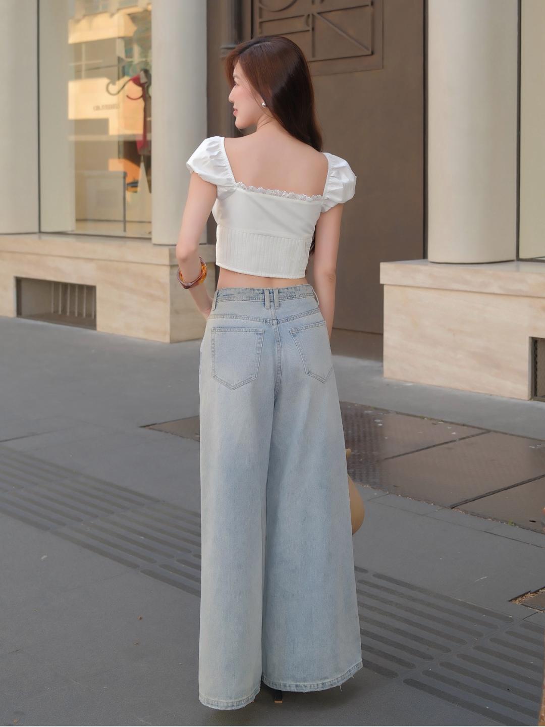 QJ001 | Quần Jeans Ống Rộng Cạp Hạ V
