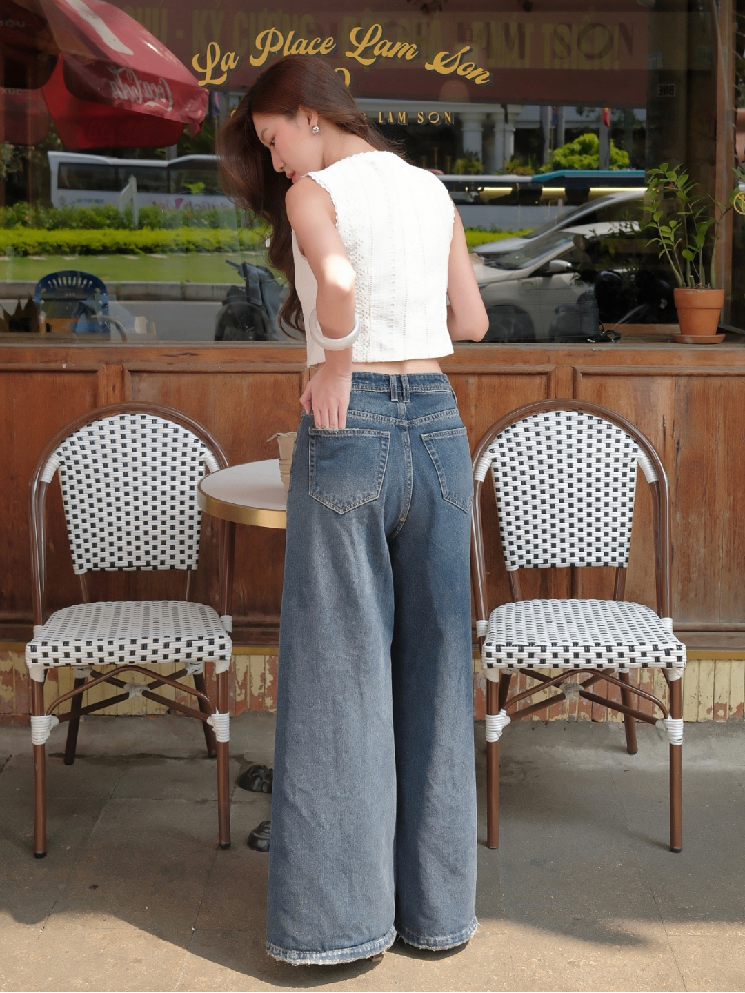 QJ001 | Quần Jeans Ống Rộng Cạp Hạ V