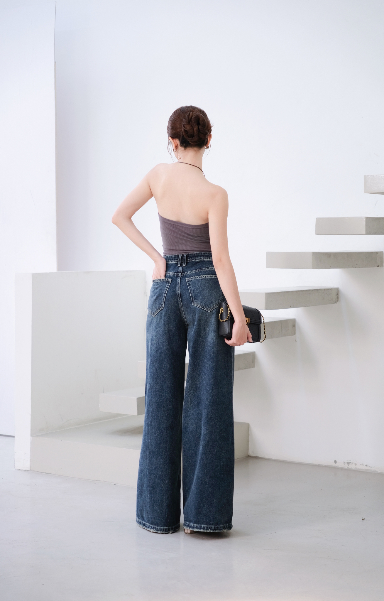 QJ001 | Quần Jeans Ống Rộng Cạp Hạ V