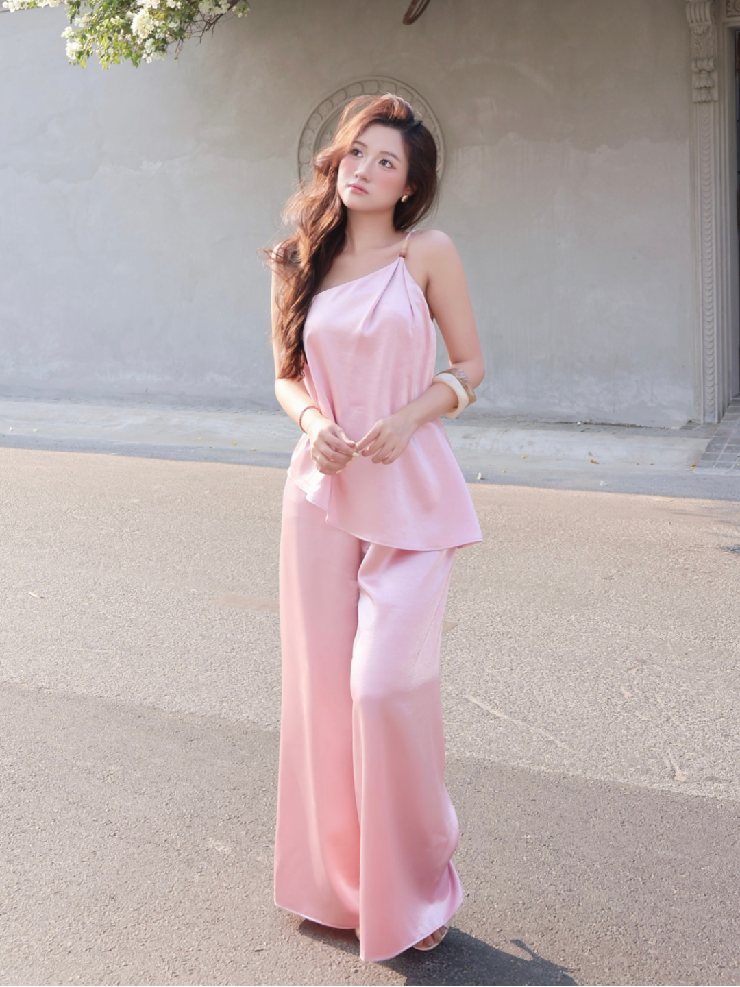 Set Lụa Cổ Chéo Xỏ Hạt Kèm Quần Lụa La Boutique