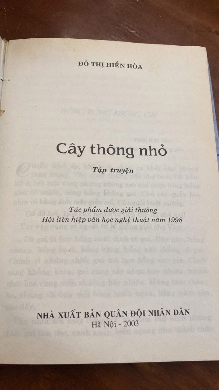 Cây Thông Nhỏ- Đỗ Thị Hiền Hoà -Nhà văn chuyên viết về nông dân và nông thôn Tác phẩm đoạt giải hội liên hiệp văn học nghệ thuật 1998 -Nxb Quân Đội ND- 2003- bìa cứng