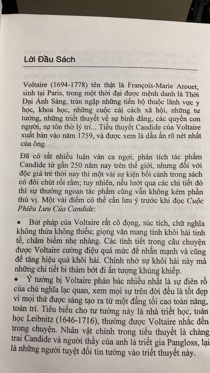 Cuộc phưu lưu của Candide- Voltaire Song ngữ Pháp- Việt Nxb Thanh Niên -Năm xb 2003- Khổ 13,5 x 20,5cm , 348 trang