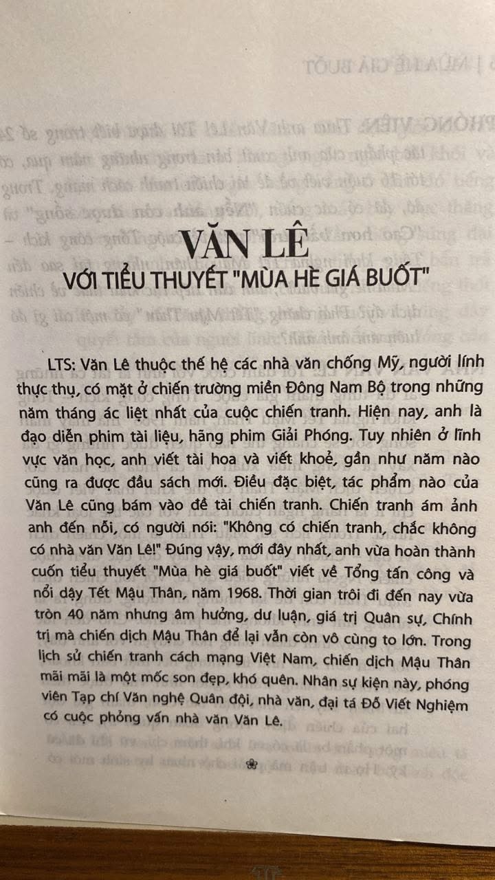 Mùa Hè Giá Buốt (tiểu thuyết)- Tác giả Văn Lê -NXB Văn Hoá Văn Nghệ -Năm xb 2008, khổ 14x20cm,564 trang, bìa mềm -Sách lưu kho chưa qua sử dụng
