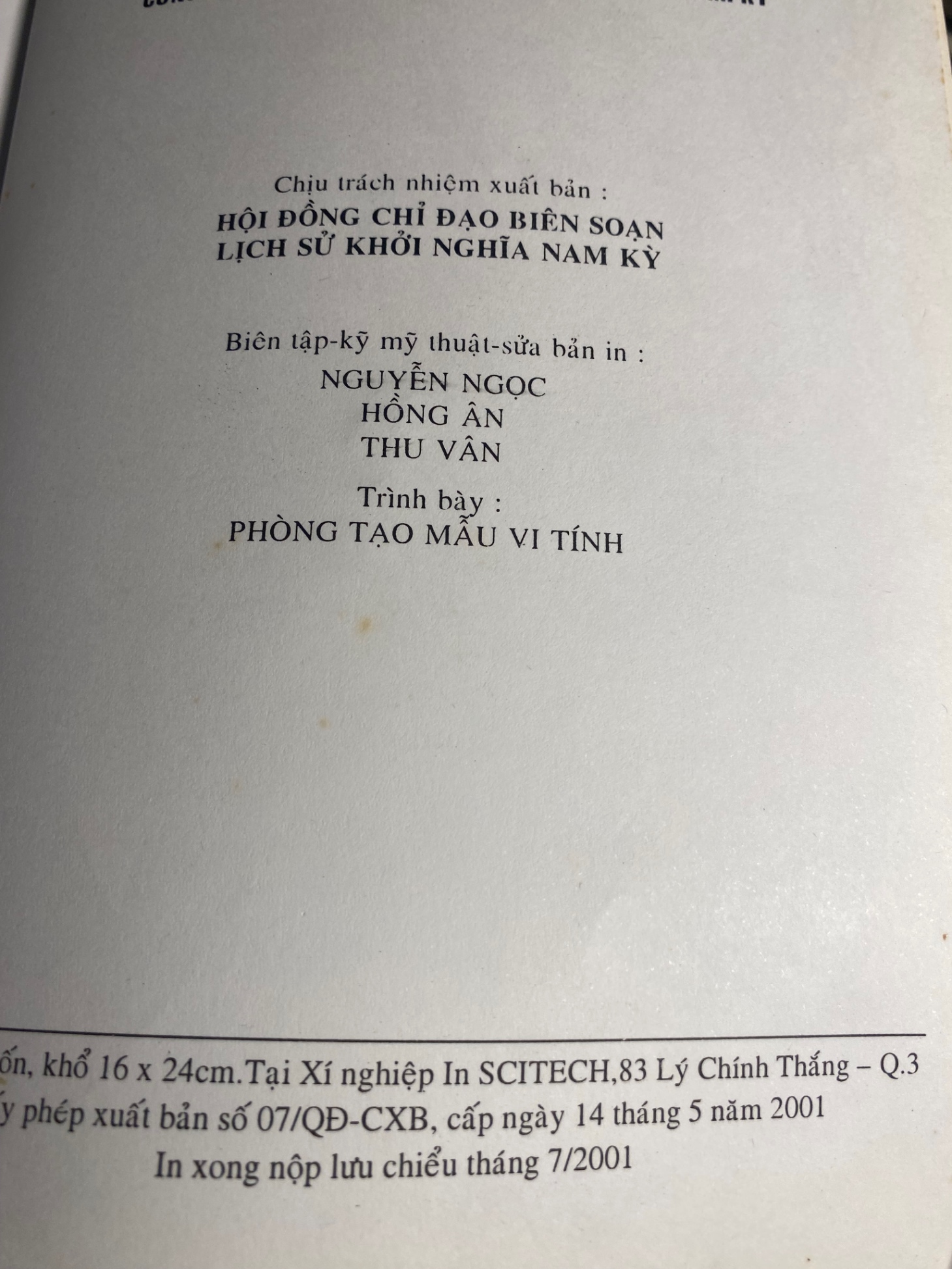 Lịch Sử Khởi Nghĩa Nam Kỳ-Ấn phẩm kỷ niệm 60 năm cuộc khởi nghĩa Nam Kỳ- Năm XB 2001- khổ 16x24cm,610 trang- Sách lưu kho có ố cạnh