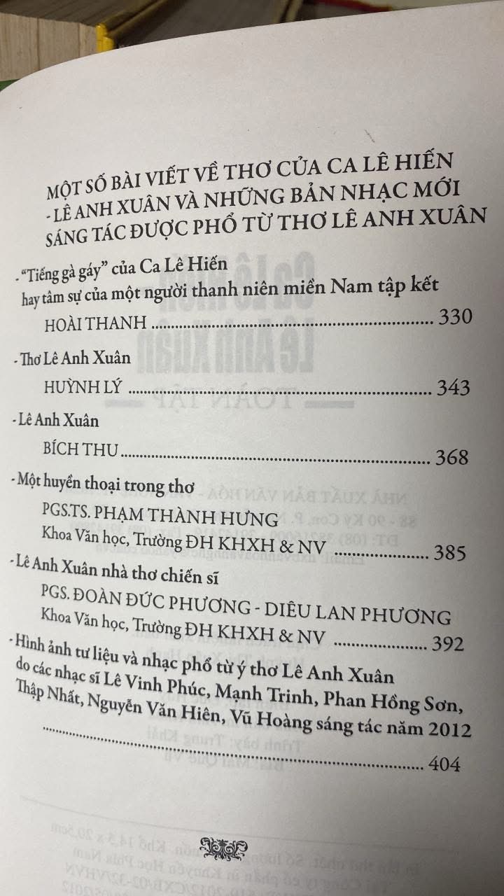 Ca Lê Hiến- Lê Anh Xuân toàn tập -NXB Văn Hoá Văn Nghệ 2012 -Sách mới chưa qua sử dụng