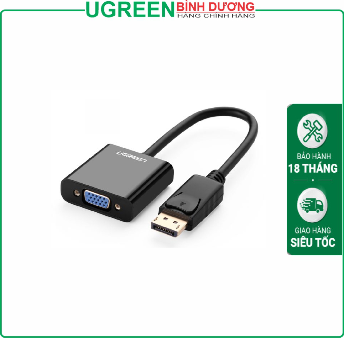 Đầu chuyển đổi DisplayPort To VGA Ugreen dài 15cm (20415)