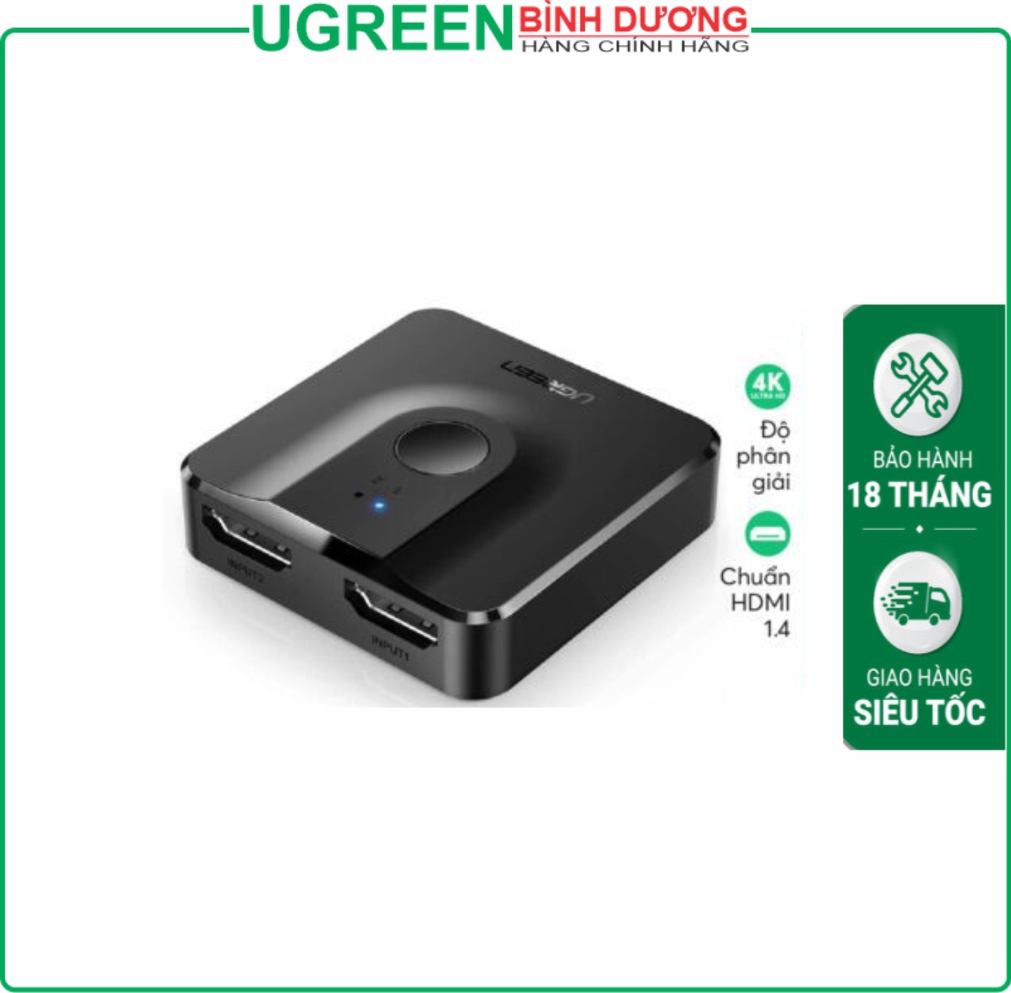 Bộ gộp HDMI 2 vào 1 ra hỗ trợ 4K/30hz Ugreen (50966)