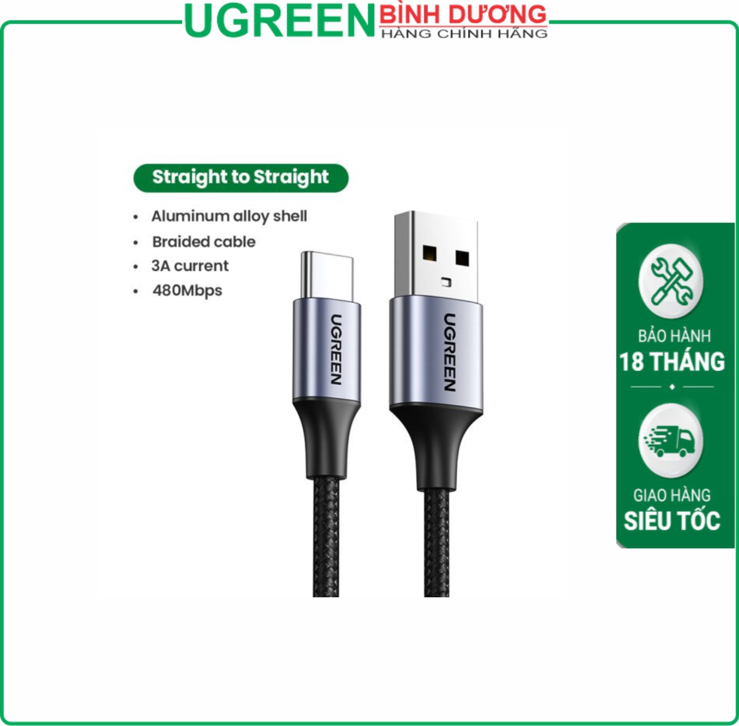 Cáp USB To Type-C 2.0 dài 1.5M Ugreen (60127)