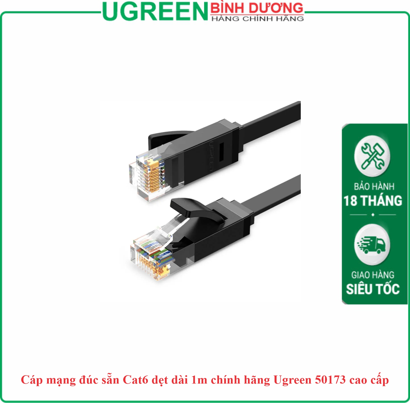 Cáp mạng CAT6 đúc sãn dây dẹp dài 1M Ugreen (50173)