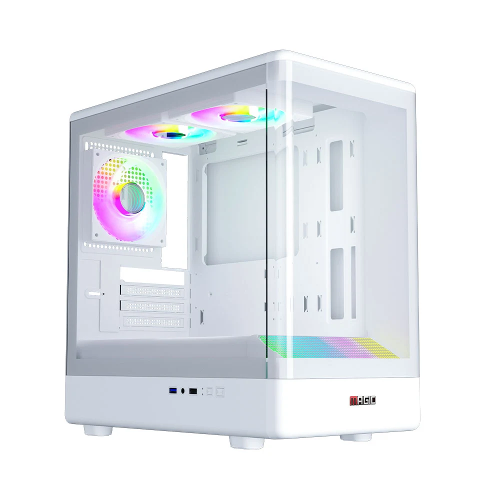 Vỏ Case Magic Neon Ultimate (Chưa kèm Fan) M-ATX, AIO 240, Kính Cong Màu Trắng