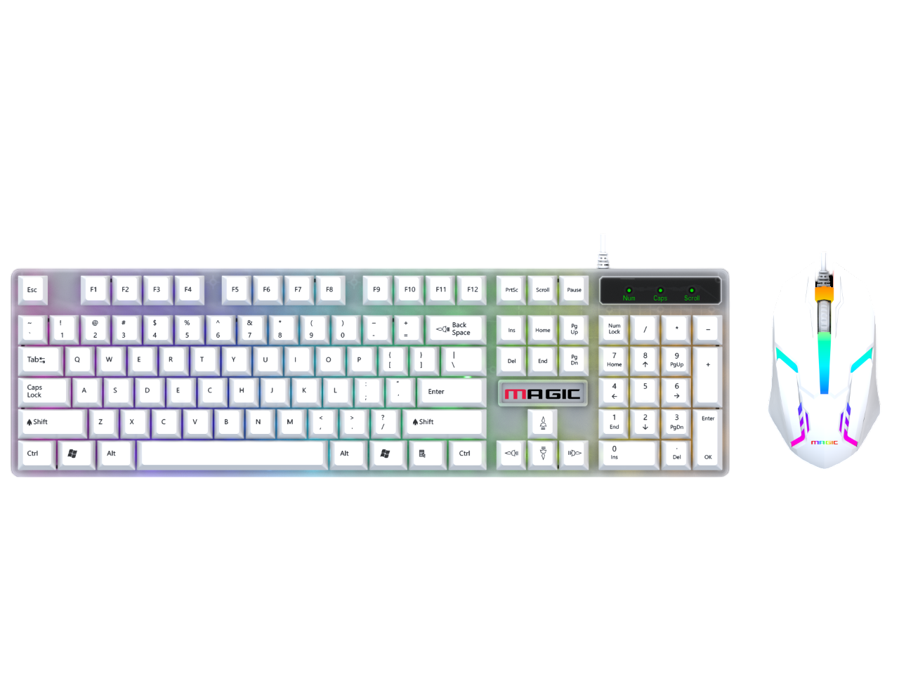 Combo Chuột - Phím Giả Cơ Có Dây Magic KM-01L Màu Trắng Bảo Hành 12 Tháng