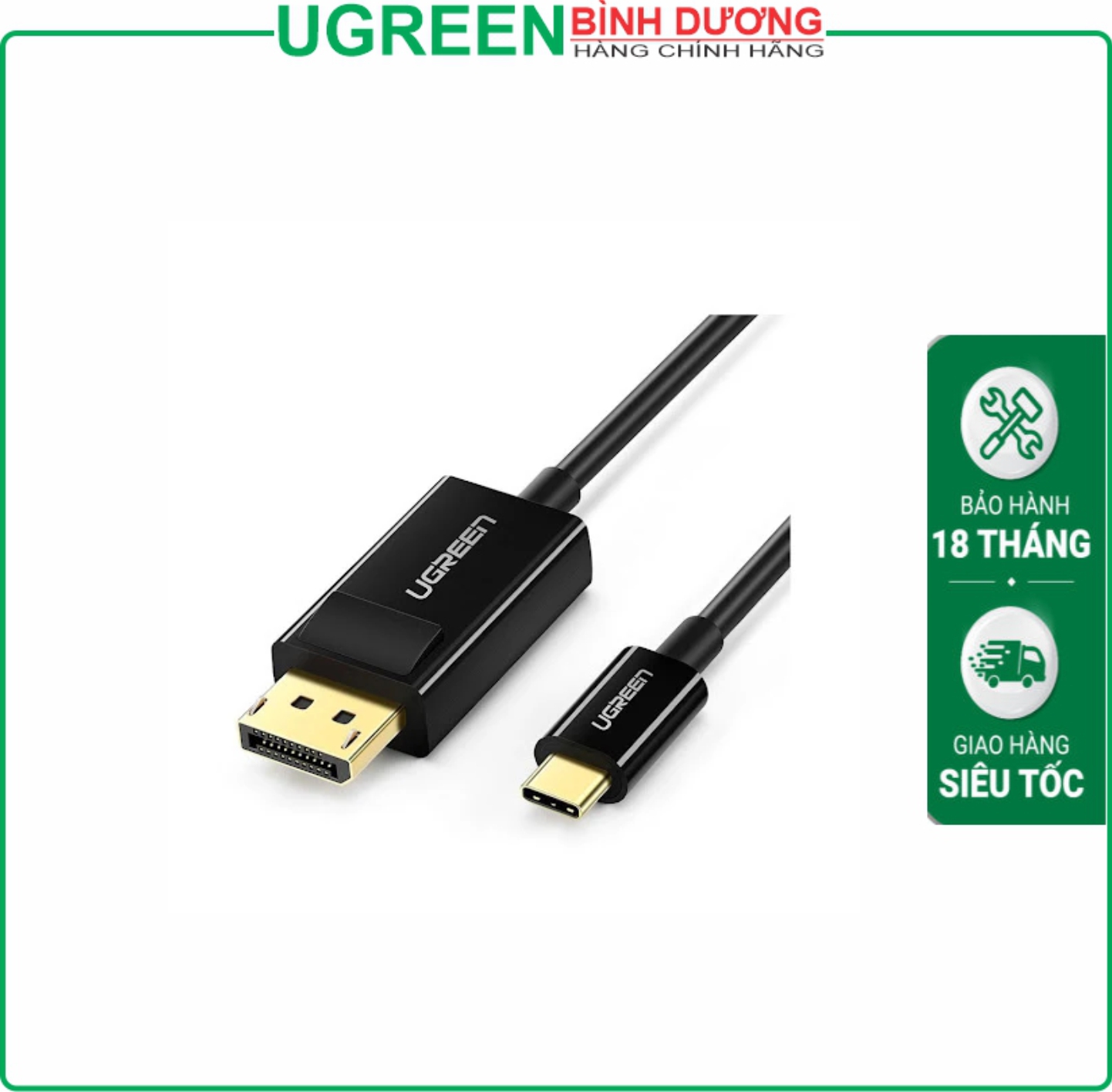 Dây cáp chuyển đổi Type-C To DisplayPort 4K màu đen dài 1.5m Ugreen (50994)