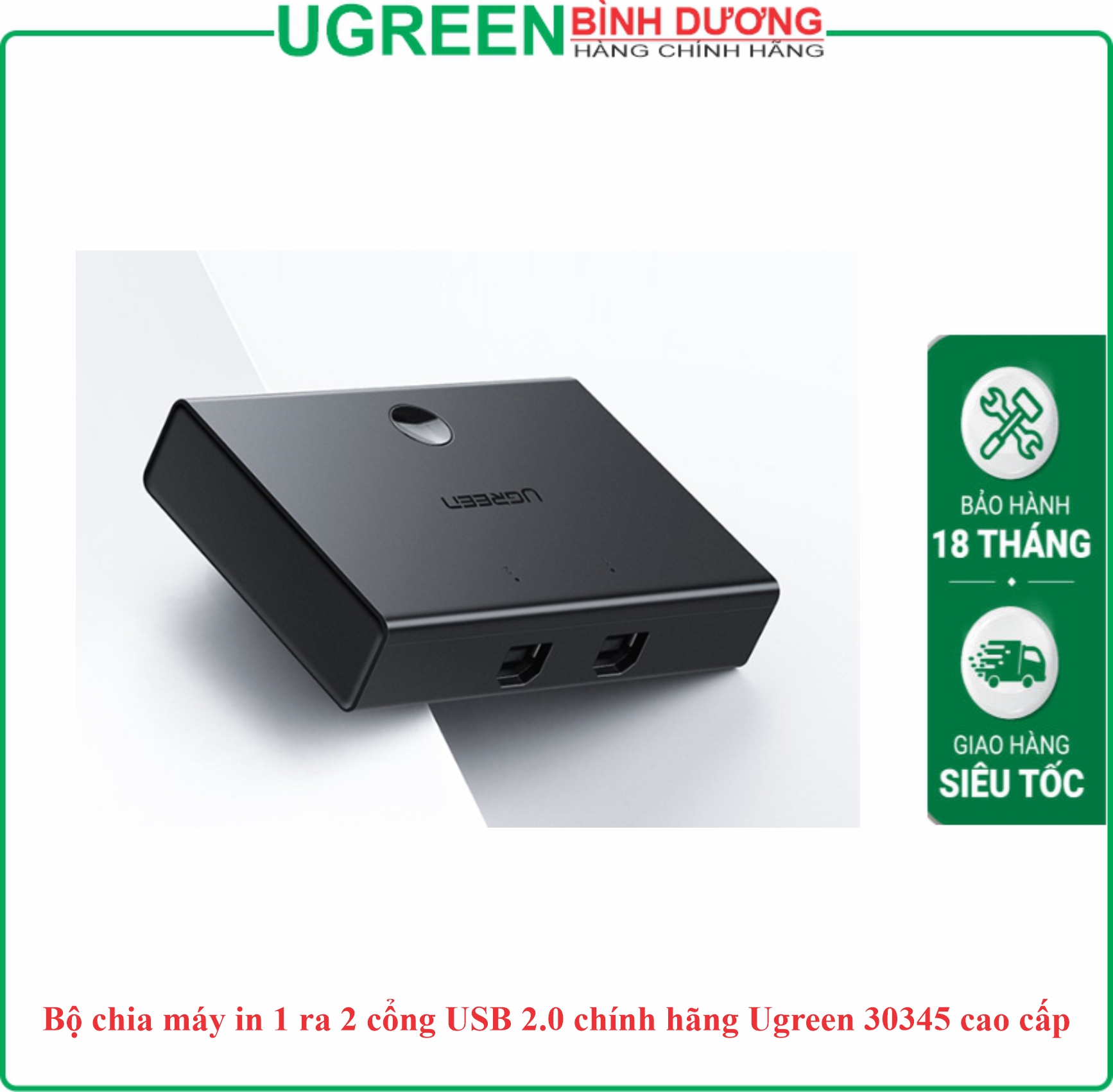 Bộ chuyển 2 máy tính dùng 1 máy in cổng USB 2.0 Ugreen 30345